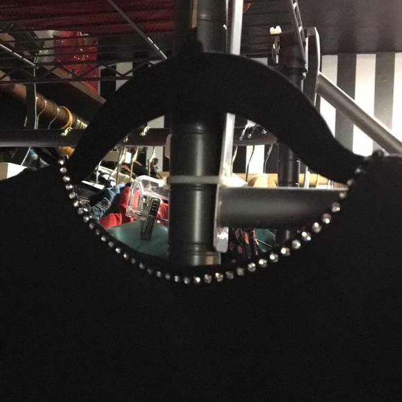 Vintage 1980s Black Flowy Skirt Dancing Dress Rhinestone Trim Small /Med Woman’s - Picture 9 of 17